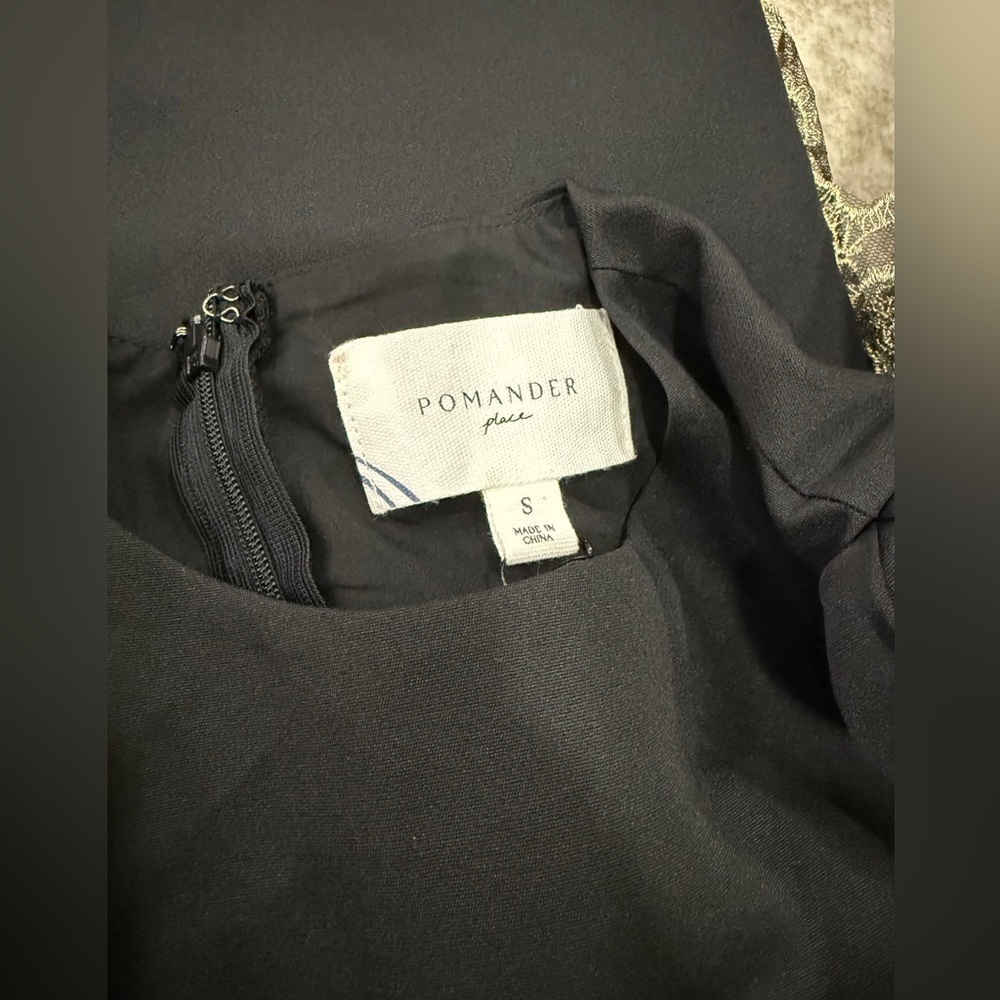 Pomander Place Lillith Black Maxi Dress Small NWT Gold Lace Formal Gala - Picture 9 of 11